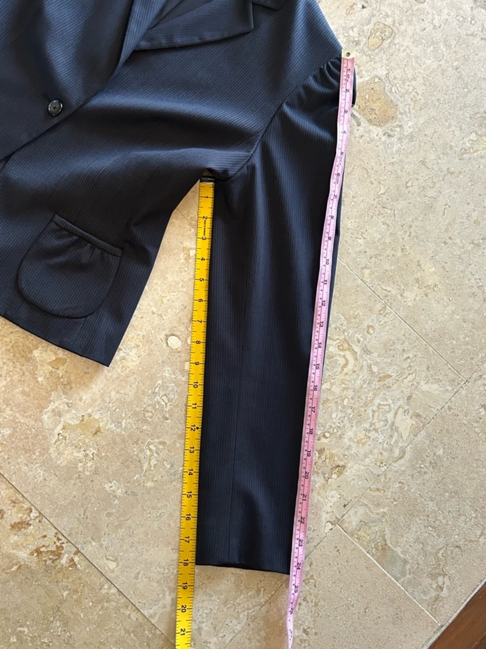 Tahari Dark Navy Pinstripe Single-Button Blazer, Size 8( Size tag is cut off) - Picture 14 of 16